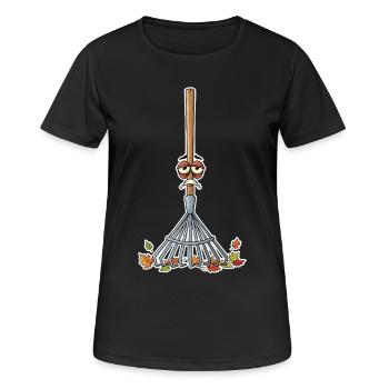 Râteau d’automne aux yeux fatigués - T-shirt respirant Femme - noir - Devant - AI Model Female 172 light (172cm)