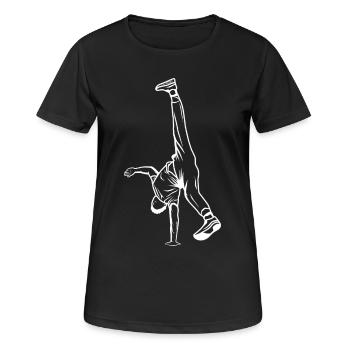 B Boy Zeichnung - Frauen T-Shirt atmungsaktiv - Schwarz - Vorne - AI Model Female 172 light (172cm)