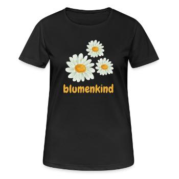 Blumenkind - Frauen T-Shirt atmungsaktiv - Schwarz - Vorne - AI Model Female 172 light (172cm)
