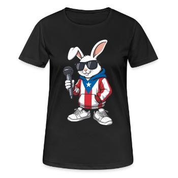Bunny with Puerto Rico Hoodie Music - T-shirt respirant Femme - noir - Devant - AI Model Female 172 light (172cm)