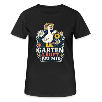 Garten läuft bei mir – Garten-Gans - Frauen T-Shirt atmungsaktiv - Schwarz - Vorne - AI Model Female 172 light (172cm)