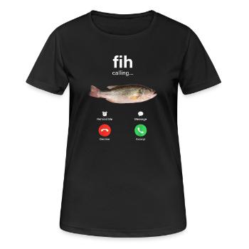 Fih Anruf Ablehnen Anruf Annehmen Lustiger Fisch - Frauen T-Shirt atmungsaktiv - Schwarz - Vorne - AI Model Female 172 light (172cm)
