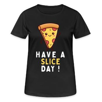 Cadeau alimentaire drôle pour amateurs de pizza - T-shirt respirant Femme - noir - Devant - AI Model Female 172 light (172cm)