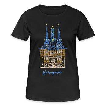 Wernigerode, hôtel de ville historique, Allemagne de l'Est - T-shirt respirant Femme - noir - Devant - AI Model Female 172 light (172cm)