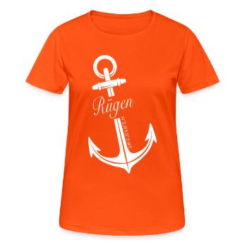 Rügen - Frauen T-Shirt atmungsaktiv - Neonorange - Vorne - AI Model Female 172 dark (172cm)