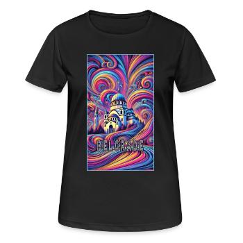 Conception panoramique de Belgrade, Serbie - T-shirt respirant Femme - noir - Devant - AI Model Female 172 light (172cm)