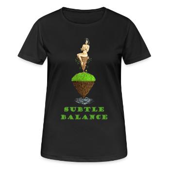 Stillende Frau im Gleichgewicht auf der natürlichen Welt - Frauen T-Shirt atmungsaktiv - Schwarz - Vorne - AI Model Female 172 light (172cm)