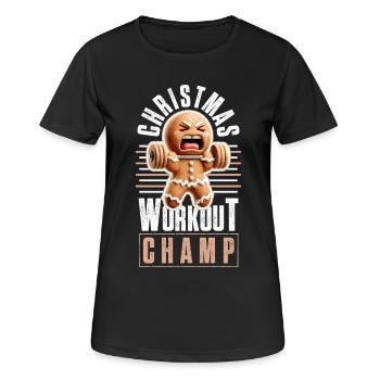 Christmas Workout Champ Weihnachten - Frauen T-Shirt atmungsaktiv - Schwarz - Vorne - AI Model Female 172 light (172cm)