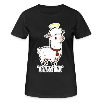 Innocence, agneau, hein lama ? Hein ? Lama est innocent ! - T-shirt respirant Femme - noir - Devant - AI Model Female 172 light (172cm)