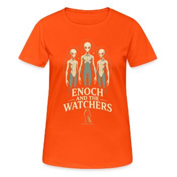 Henoch und Wächter - Frauen T-Shirt atmungsaktiv - Neonorange - Vorne - AI Model Female 172 dark (172cm)