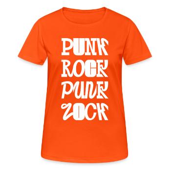 Punkrock-Fancy Typografie - Frauen T-Shirt atmungsaktiv - Neonorange - Vorne - AI Model Female 172 dark (172cm)