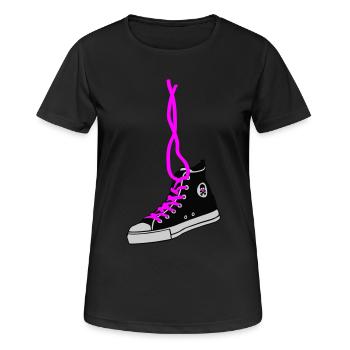 chucks - Frauen T-Shirt atmungsaktiv - Schwarz - Vorne - AI Model Female 172 light (172cm)