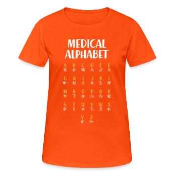 Medical Alphabet (dark) - Women's Breathable T-Shirt - neon orange - Front - AI Model Female 172 dark (172cm)