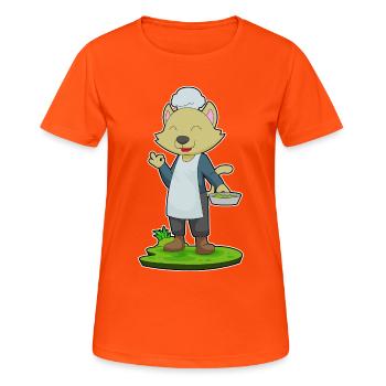 Cat Cook Pan Cooking - Women's Breathable T-Shirt - neon orange - Front - AI Model Female 172 dark (172cm)
