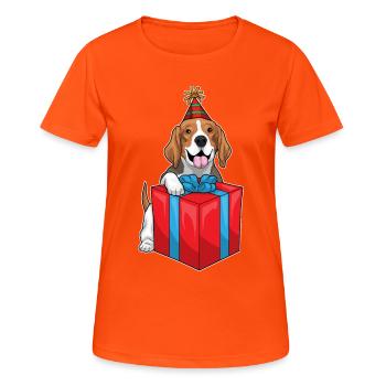 Beagle Birthday Package - Women's Breathable T-Shirt - neon orange - Front - AI Model Female 172 dark (172cm)