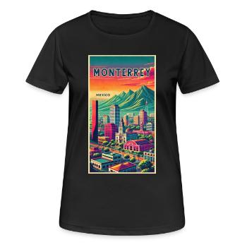 Monterrey Mexiko Retro Design - Frauen T-Shirt atmungsaktiv - Schwarz - Vorne - AI Model Female 172 light (172cm)