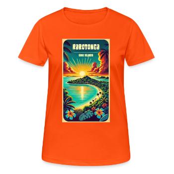 Parotonga Cook Islands Vintage Sun - Women's Breathable T-Shirt - neon orange - Front - AI Model Female 172 dark (172cm)