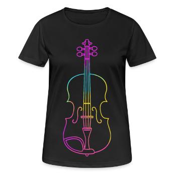 Violine Strichzeichnung - Frauen T-Shirt atmungsaktiv - Schwarz - Vorne - AI Model Female 172 light (172cm)