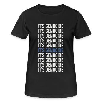 Typographic Phrase Repeated Genocide - Women's Breathable T-Shirt - black - Front - AI Model Female 172 light (172cm)