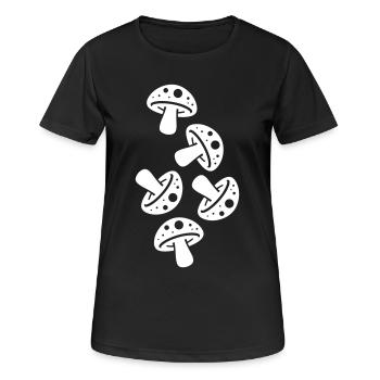 Pilze Champignon Fliegenpilz - Frauen T-Shirt atmungsaktiv - Schwarz - Vorne - AI Model Female 172 light (172cm)