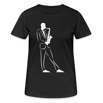 Croquis de saxophoniste - T-shirt respirant Femme - noir - Devant - AI Model Female 172 light (172cm)