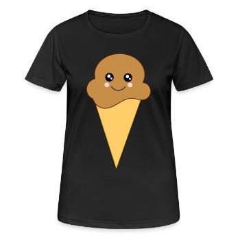Glace Kawaii Chocolat Kawaii Glace Kawaii - T-shirt respirant Femme - noir - Devant - AI Model Female 172 light (172cm)