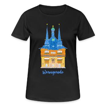 Wernigerode, mairie, maison à colombages Allemagne de l'Est - T-shirt respirant Femme - noir - Devant - AI Model Female 172 light (172cm)