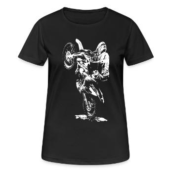 Motocross Rennen - Frauen T-Shirt atmungsaktiv - Schwarz - Vorne - AI Model Female 172 light (172cm)
