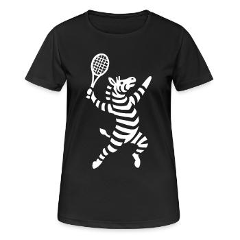 Minimalist Zebra Tennis Player Backhand - Women's Breathable T-Shirt - black - Front - AI Model Female 172 light (172cm)