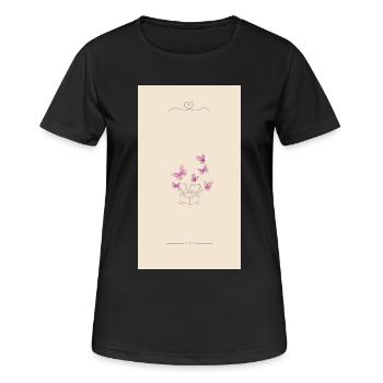 Pink Watercolor Blossom Bouquet - Frauen T-Shirt atmungsaktiv - Schwarz - Vorne - AI Model Female 172 light (172cm)