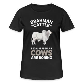 Dons des vaches Brahman Cattle - T-shirt respirant Femme - noir - Devant - AI Model Female 172 light (172cm)