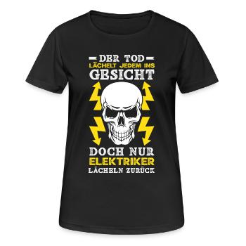 Elektriker Tod Lächelt Zurück - Frauen T-Shirt atmungsaktiv - Schwarz - Vorne - AI Model Female 172 light (172cm)