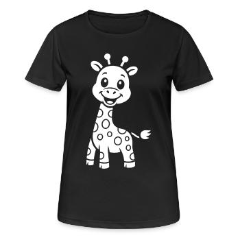 Giraffe Silhouette Kinder Safari Motiv - Frauen T-Shirt atmungsaktiv - Schwarz - Vorne - AI Model Female 172 light (172cm)