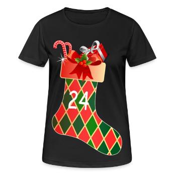 24 décembre Chaussette - T-shirt respirant Femme - noir - Devant - AI Model Female 172 light (172cm)