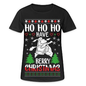 Festliches Weihnachtspony mit Beerenmotiv - Frauen T-Shirt atmungsaktiv - Schwarz - Vorne - AI Model Female 172 light (172cm)
