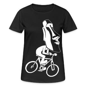 Fahrradtour zur Osterinsel (Weiß) - Frauen T-Shirt atmungsaktiv - Schwarz - Vorne - AI Model Female 172 light (172cm)