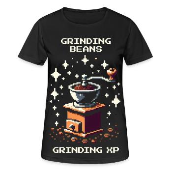 Moudre des grains, collecter des XP | Barista du café - T-shirt respirant Femme - noir - Devant - AI Model Female 172 light (172cm)