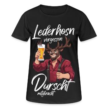 Lederhosen forgotten Bavarian dialect beer tent - Women's Breathable T-Shirt - black - Front - AI Model Female 172 light (172cm)