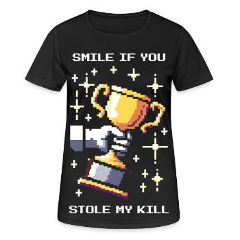 Lächel, wenn du meinen Kill geklaut hast | PvP - Frauen T-Shirt atmungsaktiv - Schwarz - Vorne - AI Model Female 172 light (172cm)