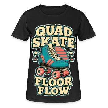 QUAD SKATE FLOOR FLOW - Frauen T-Shirt atmungsaktiv - Schwarz - Vorne - AI Model Female 172 light (172cm)