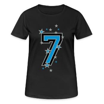 Le nombre sept, et les étoiles 7 - T-shirt respirant Femme - noir - Devant - AI Model Female 172 light (172cm)