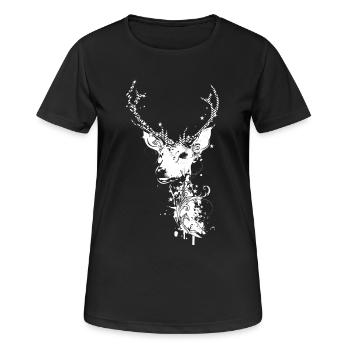 Une tête de cerf - T-shirt respirant Femme - noir - Devant - AI Model Female 172 light (172cm)