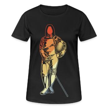 Fechten Mädchen Zeichnung - Frauen T-Shirt atmungsaktiv - Schwarz - Vorne - AI Model Female 172 light (172cm)