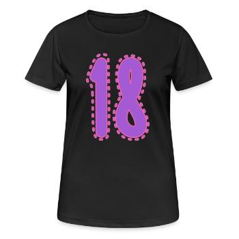 18. 18 ANS. 18e ANNIVERSAIRE. ANNIVERSAIRE 18 ANS. - T-shirt respirant Femme - noir - Devant - AI Model Female 172 light (172cm)