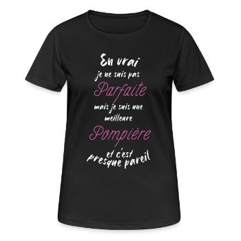je suis la meilleure Pompière - T-shirt respirant Femme - noir - Devant - AI Model Female 172 light (172cm)