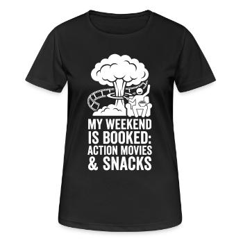 Kino-Wochenende: Actionfilme & Snacks - Frauen T-Shirt atmungsaktiv - Schwarz - Vorne - AI Model Female 172 light (172cm)