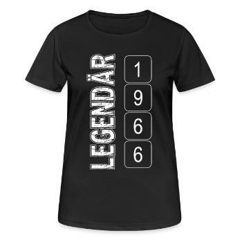 LEGENDÄR seit1966, 60 Jahre, 60 Geburtstag, Happy  - Frauen T-Shirt atmungsaktiv - Schwarz - Vorne - AI Model Female 172 light (172cm)