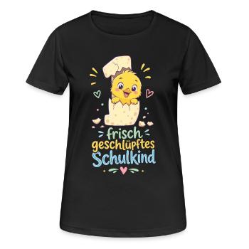 Frisch geschlüpftes Schulkind - Frauen T-Shirt atmungsaktiv - Schwarz - Vorne - AI Model Female 172 light (172cm)
