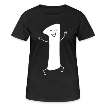 Drôle : Minimal Numéral 1 | Première - T-shirt respirant Femme - noir - Devant - AI Model Female 172 light (172cm)