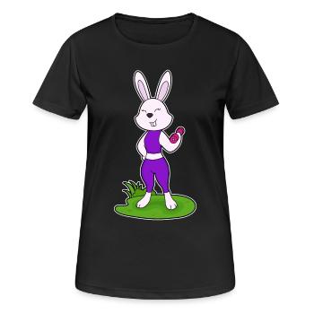 Hase Bodybuilder Hantel Bodybuilding - Frauen T-Shirt atmungsaktiv - Schwarz - Vorne - AI Model Female 172 light (172cm)